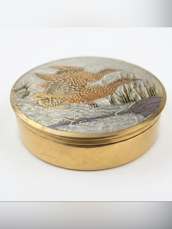 vintage trinket box Other - Vintage Brass & Enamel Inlay Duck Trinket Box